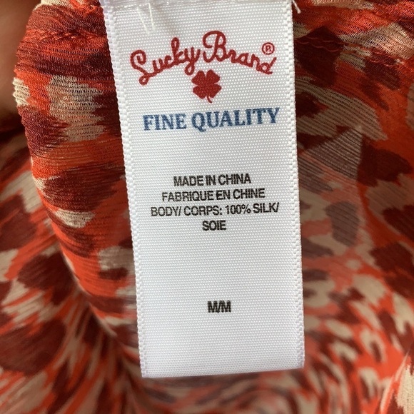 Lucky Brand Silk Animal Print Blouse M - Picture 7 of 7
